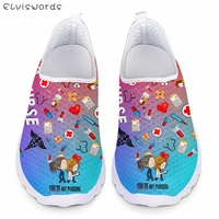 elviswords you are my person design gradient cartoon nurse print shoes for women slip on flat sneakers loafers zapatillas mujer