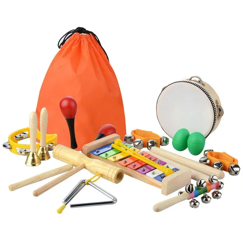 

20 Pcs Toddler & Baby Musical Instruments Set - Percussion Toy Fun Toddlers Toys Wooden Xylophone Glockenspiel Toy Rhythm Band S