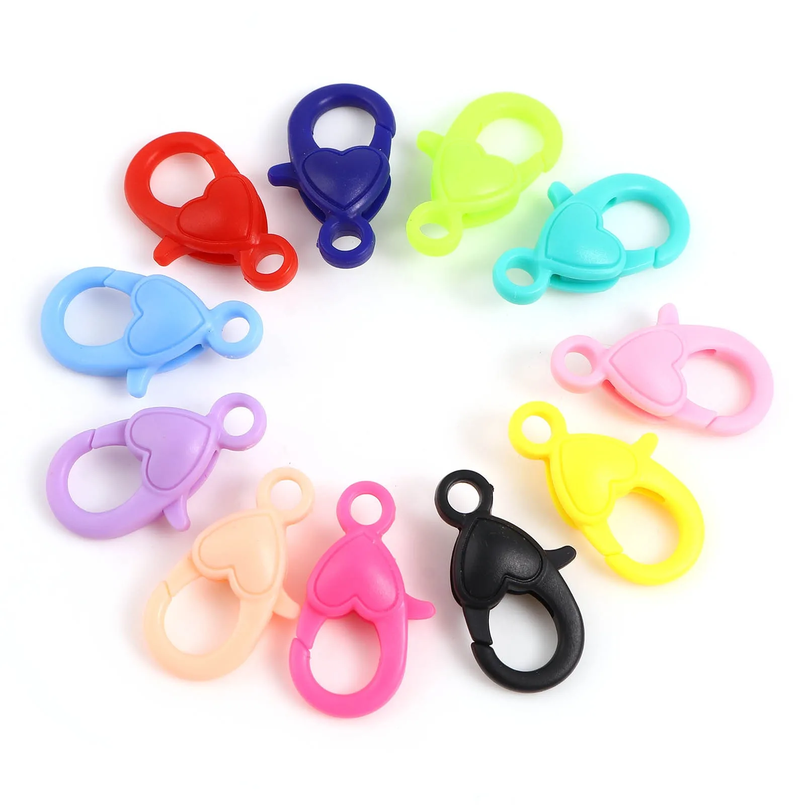 

Multicolor Plastic Lobster Clasp Findings Heart Charms DIY Making Bracelets Necklace Women Jewelry Findings 22mm x 13mm,30PCs