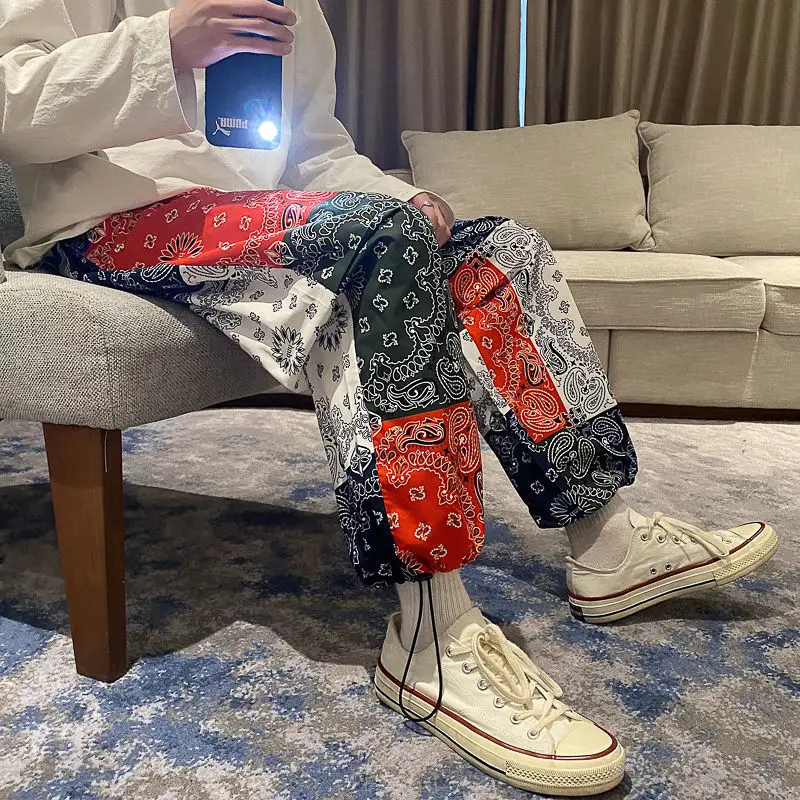 

Men Hip Hop Men's Harem Pants for Men Streetwear Hippie Oversize Joggers Sweatpants Casual Trousers Male Summer Paisley 5XL