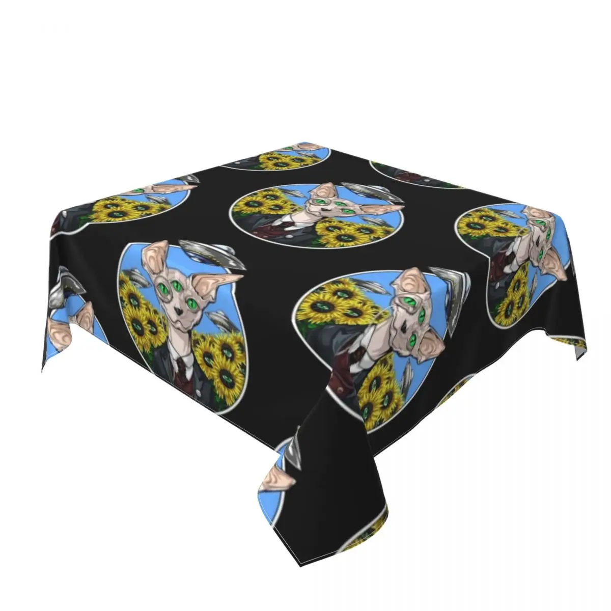 Скатерть для стола из полиэстера с принтом кошки Sphynx | Дом и сад