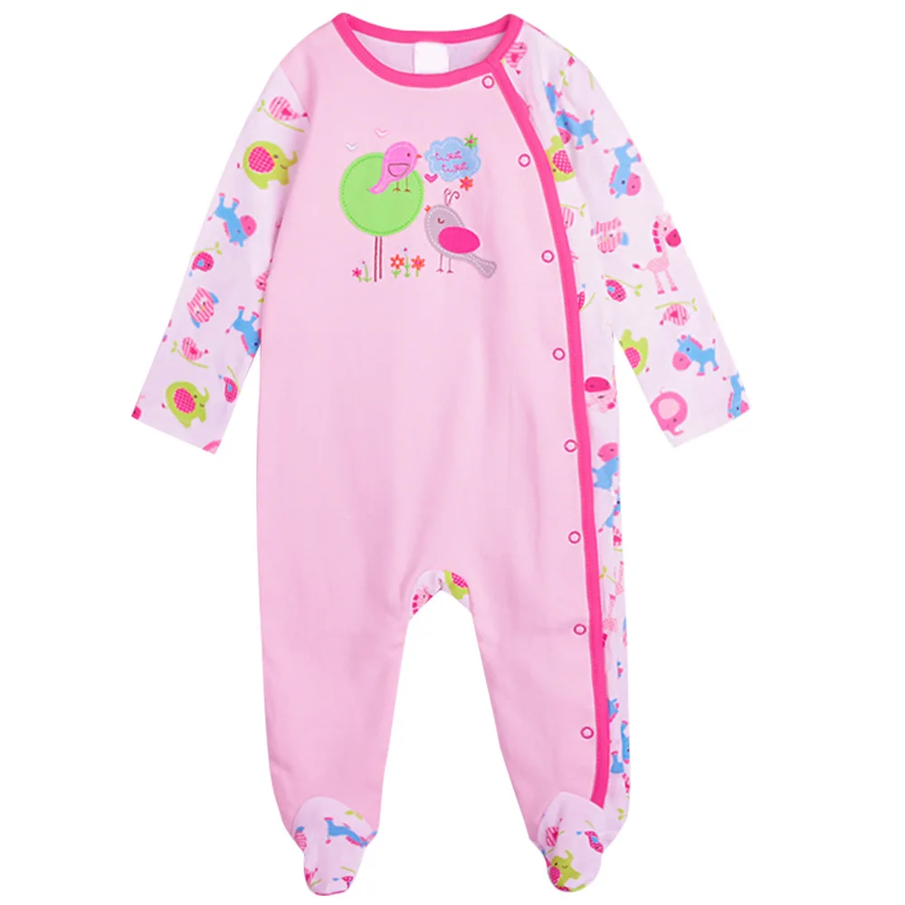 

2019 autumn and winter new baby long-sleeved romper cute embroidered color matching cotton baby jumpsuit