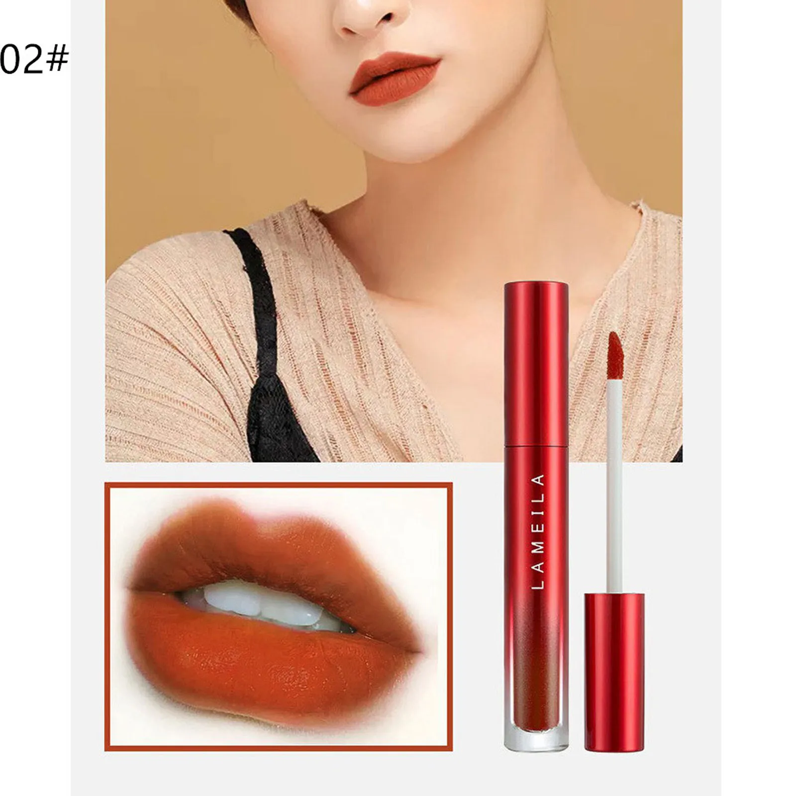 

6 Colors Liquid Lip gloss Mirror Moisturizer Velvet Metal Waterproof Lipstick Cosmetic Natural Beauty Makeup Nonstick Cup Makeup