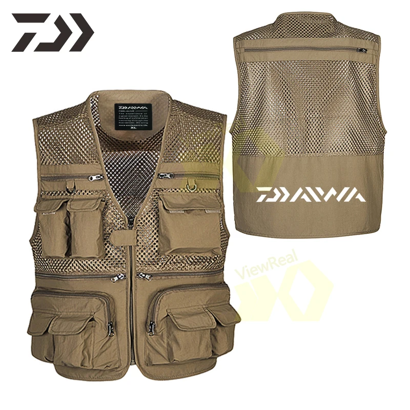 

Daiwa Men Fishing Vests Quick Dry Outdoor Fishing Clothing Breathable Fishing Jacket Multi-pocket Hiking Utility Pocket Vest Bag