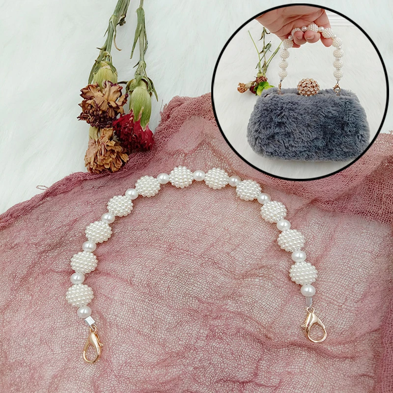 

Ремешок из искусственного жемчуга для сумок, дизайнерский сменный Браслет с бусинами для женских сумок, аксессуары для ремня, 1 шт., 30 см