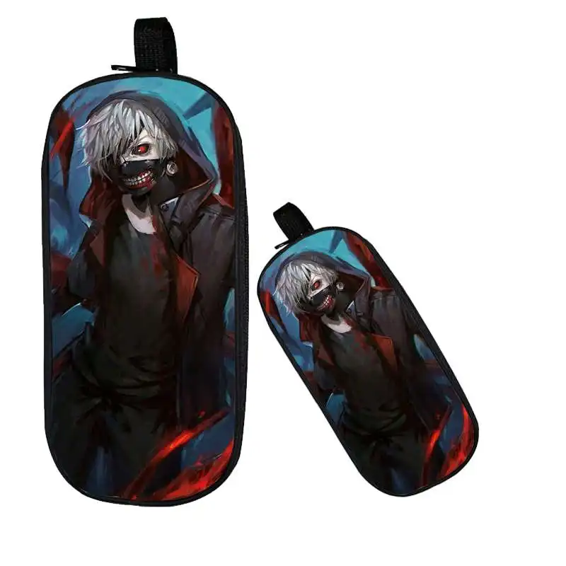 

harajuku Tokyo Ghoul Pencil Box Kaneki Ken Cosmetic Cases Woman Makeup Bags Student School 3d Teenager funny Boys Pen Bags