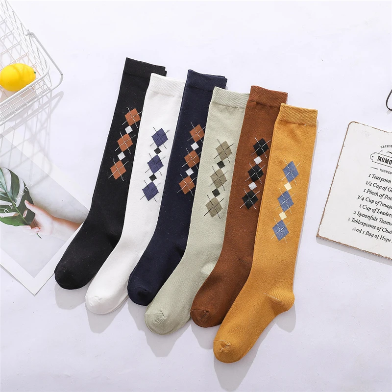 

Spring girls student knee socks stockings crazy long knit socks candy color personality stockings 3pairs/lot