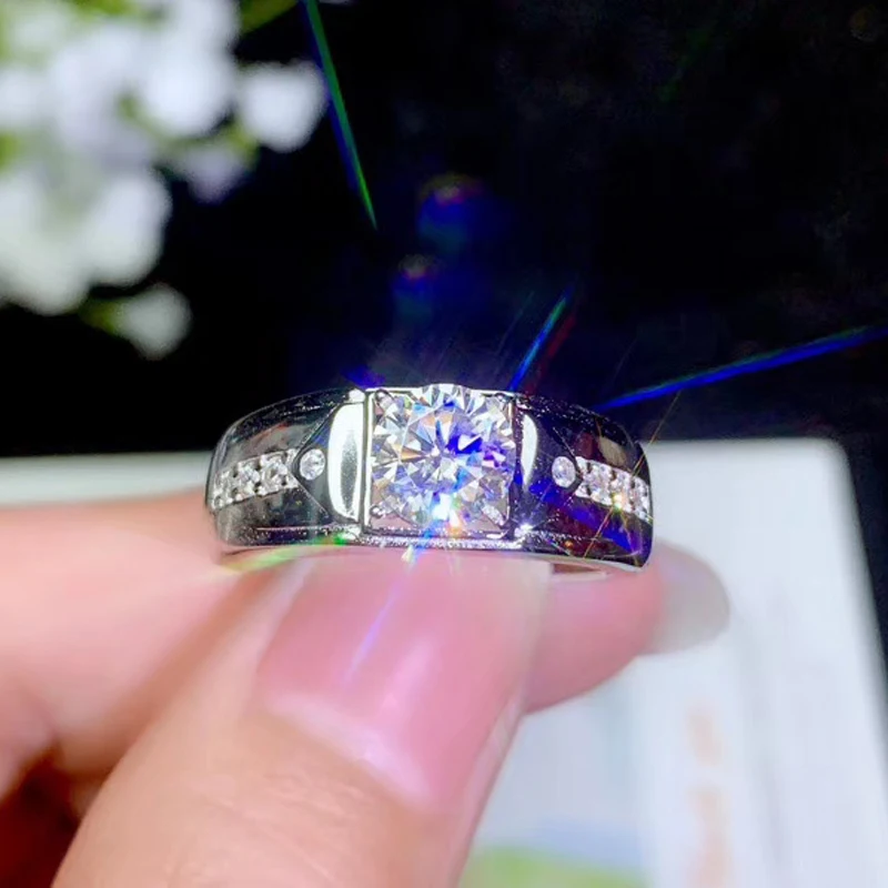 Мужское кольцо с муассанитом серебро 925 пробы 6 5 мм|Кольца| |