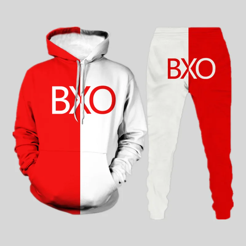 

Autumn Trend Clothing Set 100 Points Printing Men's Hoodie and Pants Student Sweatshirt Schoolyard Fashion Loose Hooded Outfits