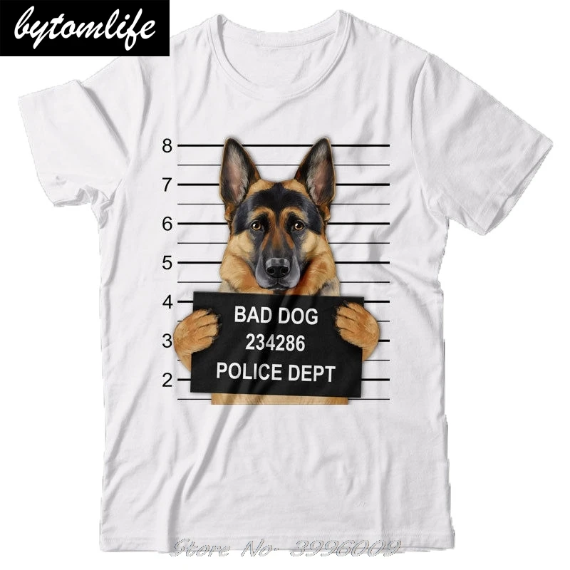 

Cool T-Shirt - German Shepherd Dog Mugshot - Gift For Dog Lovers new Men Fashion Hipster Summer T Shirt Funny Cotton Tees
