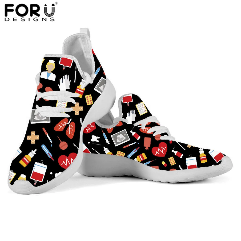 FORUDESIGNS/Женские повседневные кроссовки; Милые медицинские инструменты; стоматологический принт; женская трикотажная обувь на платформе; Черная пятница; scarpe donna - Цвет: HMF974Z61