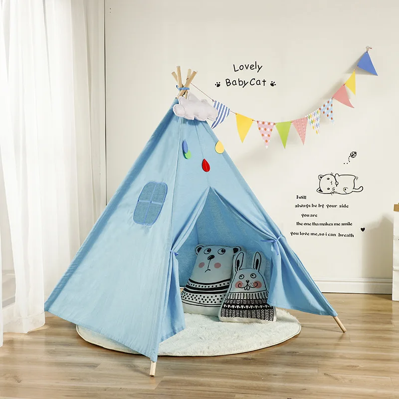 1,6 м детская палатка Tipi большой Unbleached холст оригинальная детская палатка дом складной Крытый детский игровой дом Индия треугольные палатки - Цвет: WJ0050A