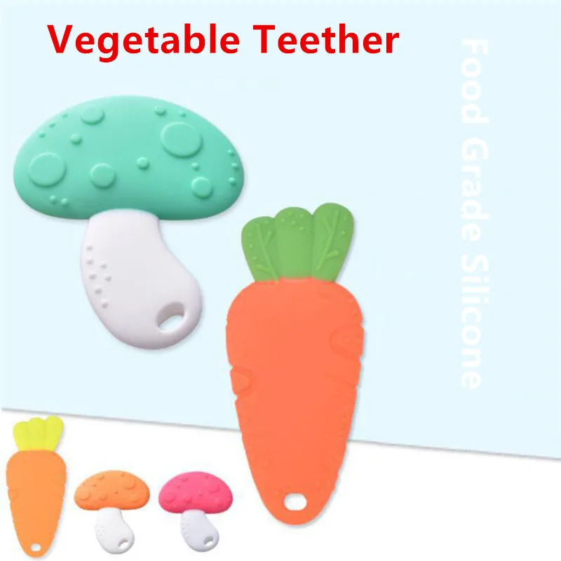 

Silicone Baby Teether Vegetable Shape Mushroom Carrot Teether Newborn Teething Beads Necklace Toys For Molar Baby Oral Care