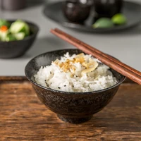 black snowflake glaze ceramic bowl household rice bowl restaurant cuisine creative sauce bowl fish soup bowl salad bowl