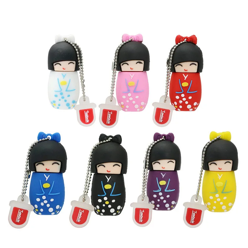

Japanese kimono doll cartoon anime beautiful sakura girl USB flash drive fashion custom personality creative gift 8g32g cute bow