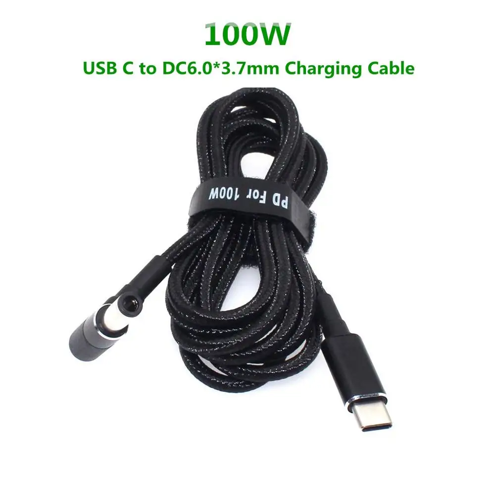Переходник 100 Вт с USB Type C на 6 0x3 7 мм папа двойные чипы E-Mark зарядный кабель PD шнур
