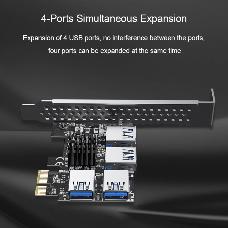 Acasis PCI-E адаптер 1 поворот 4 PCI-Express слот 1x к 16x USB майнинговая специальная переходная