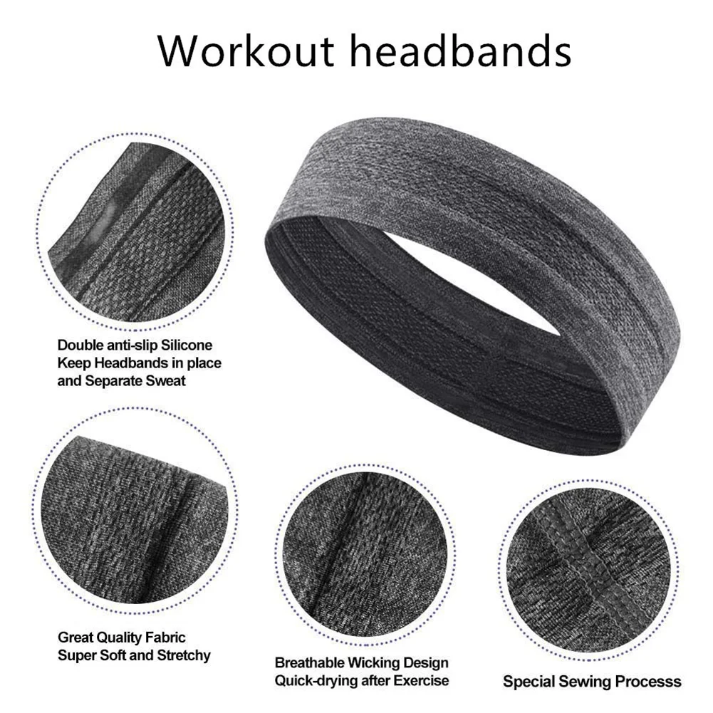 

Sports Yoga Sweatband Unisex Anti-slip Gym Cycling Basketball Sweatband Women Men Fitness Breathable Hair Band Headwear