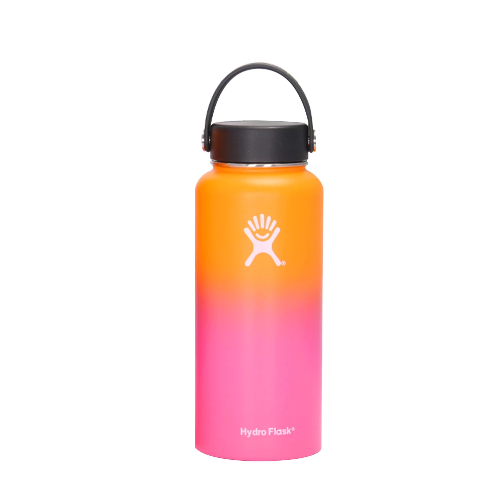 Orange and Pink 32 унции/40 унций нержавеющая сталь бутылка для воды гидро колба кофе теплая чашка с вакуумной изоляцией широкий рот путешествия портативный тепловой бутылки - Цвет: Orange and Pink