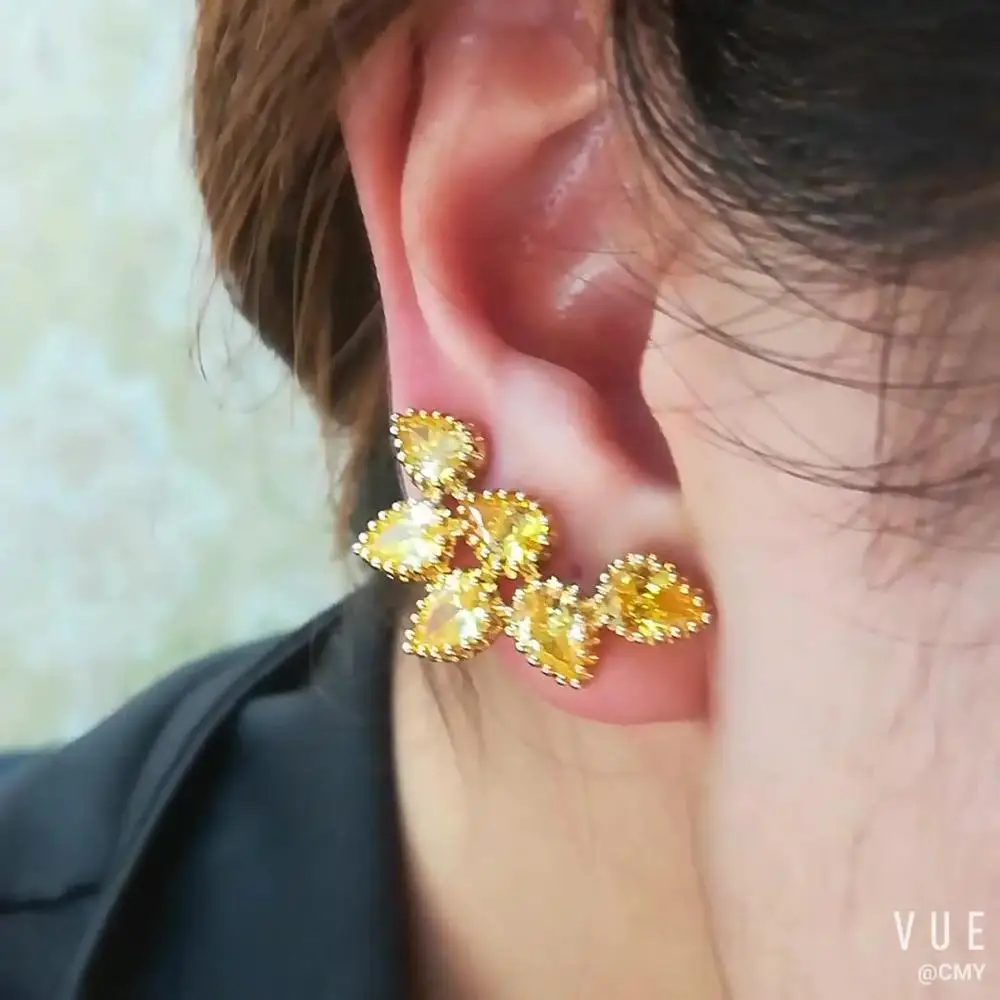 Симпатичные серьги-гвоздики missvikki с желтыми зелеными листьями очаровательные