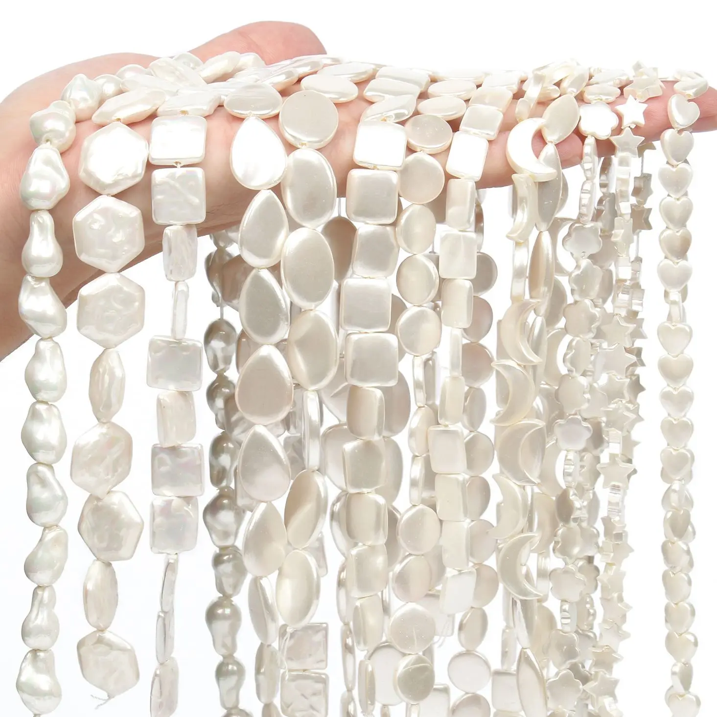 

Бусины неправильной формы, круглые акриловые бусины с имитацией жемчуга, звезды, сердца, россыпью, для изготовления ювелирных изделий, аксе...