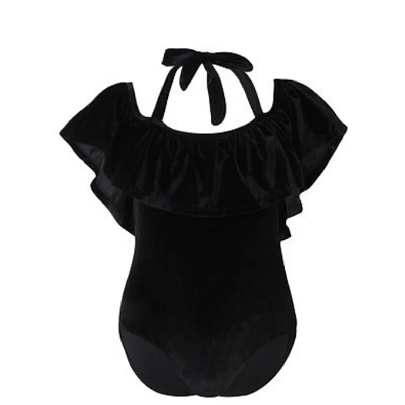 4XL Plus Size Swimsuit 2019 Lotus Leaf One Piece Swimwear Shoulder Off Women Bathing Suit Hot Beach Swim Wear |