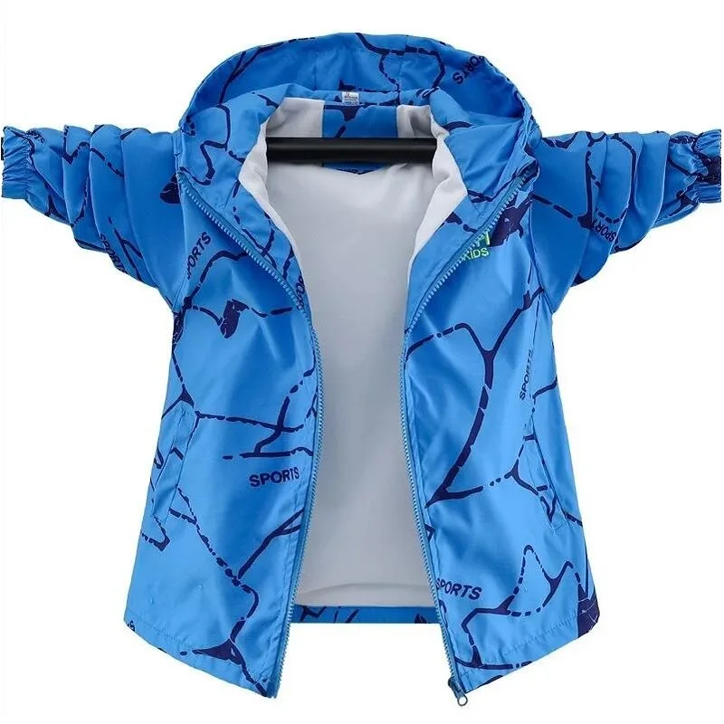 

Spring Kids Clothes Coat For Boys 2021 New Children's Outwear Color Contrast Assault Hooded Windproof Waterproof Windbreaker