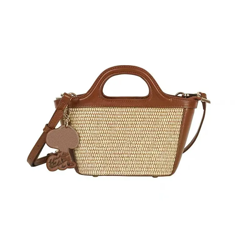 

Hiboom 2021Luxury Design Straw Tote Bag for Women Handwoven Letter Embroidered Shoulder Bag Fashion Summer Lovely Handbag Brand