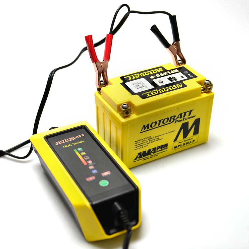 Motobatte 12V 2.0A Motorcycle Battery Charger Suit AGM Lead Acid Lithium and Standard Flooded Types Batteries Maintainer FAT BOY |