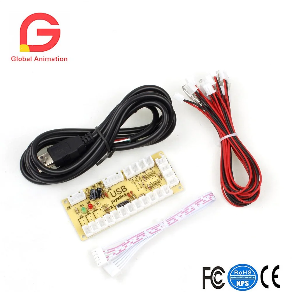 

Zero Delay USB Encoder To PC Controller OEM 5Pin Joystick + 10 Push Buttons For Arcade DIY Kits Parts Mame #Red