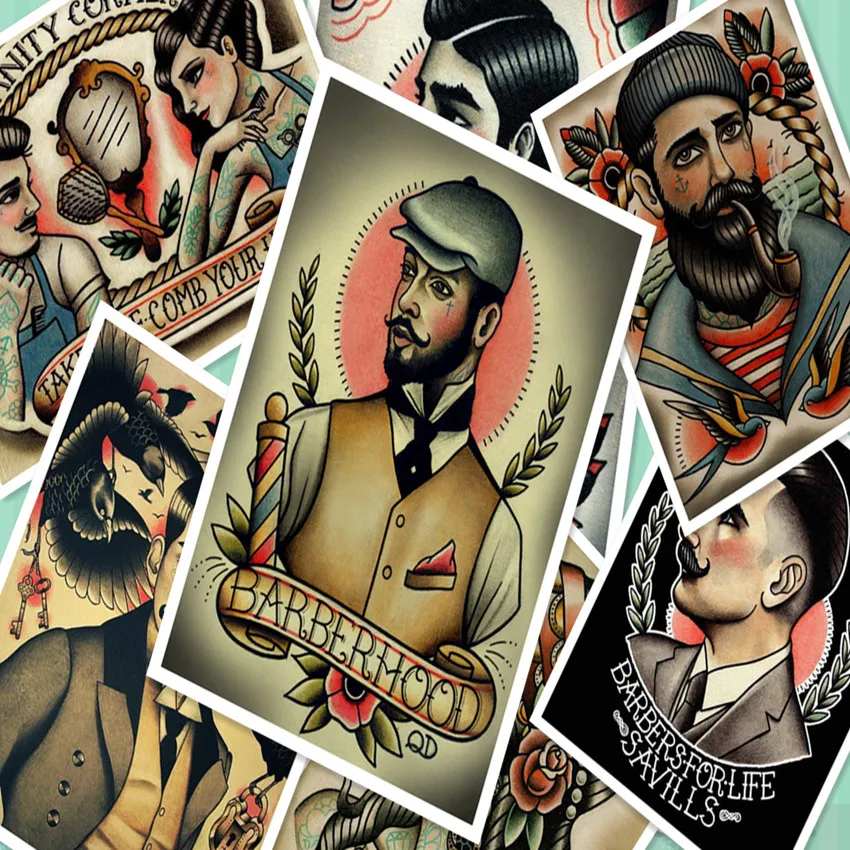 Воссоздание татуировки шаблон рукопись Винтаж крафт бумага плакат настенные