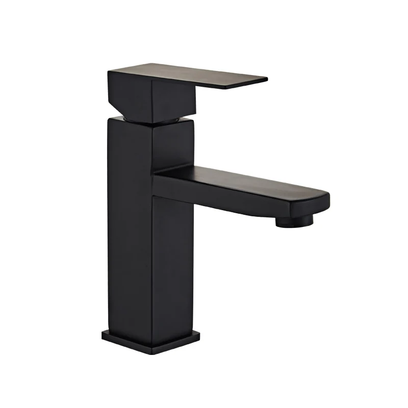 Basin Faucets Black 304 Stainless Steel Bathroom Faucet Tap Single Handle Lavotory Hot and Cold Water Mixer Taps Crane | Обустройство