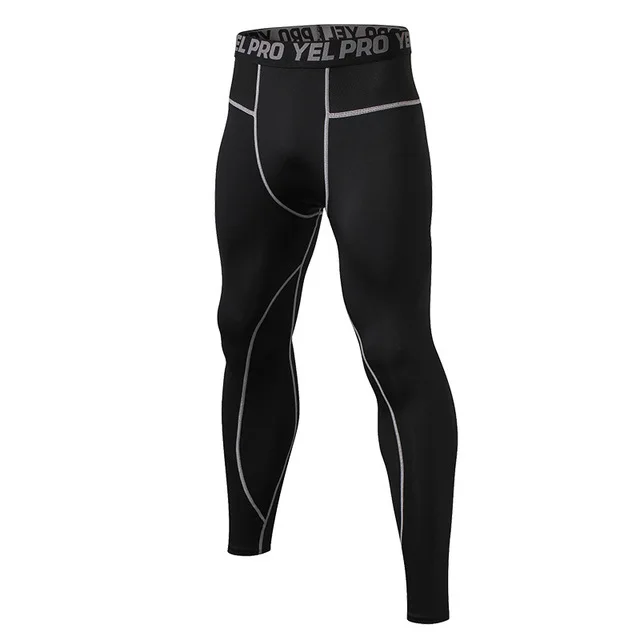 black grey Quick Dry Running Compression Pants Tights Men Breathable Mesh Patchwork Sports Leggings Fitness Sportswear Gym Skinny Trousers - Цвет: black grey