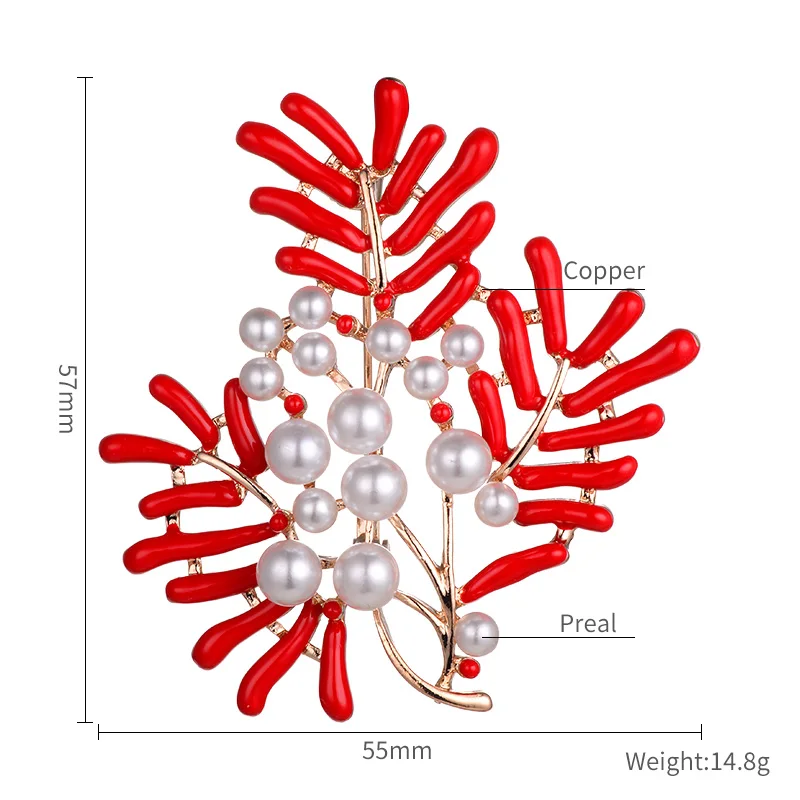 Женская Брошь В Виде Цветка Hongye красного кораллового цвета с натуральным
