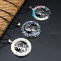 natural abalone shell pendant necklace round shape shell pendant necklace for making jewerly accessories 45x45mm length 555cm