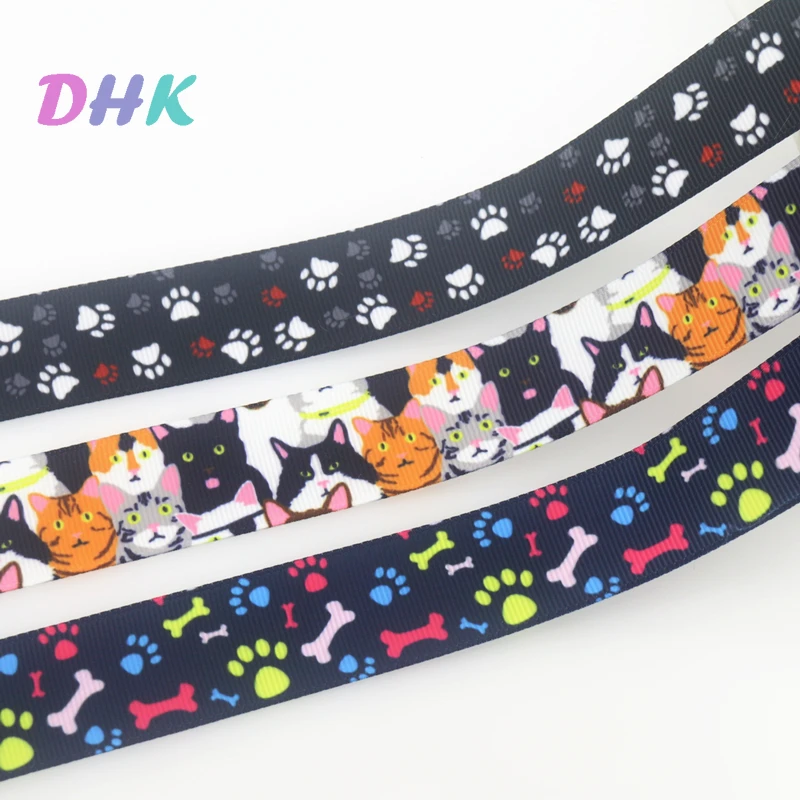 

DHK 7/8 ''5 ярдов, головной убор с принтом кошачьей лапы, украшение «сделай сам», OEM, оптовая продажа E