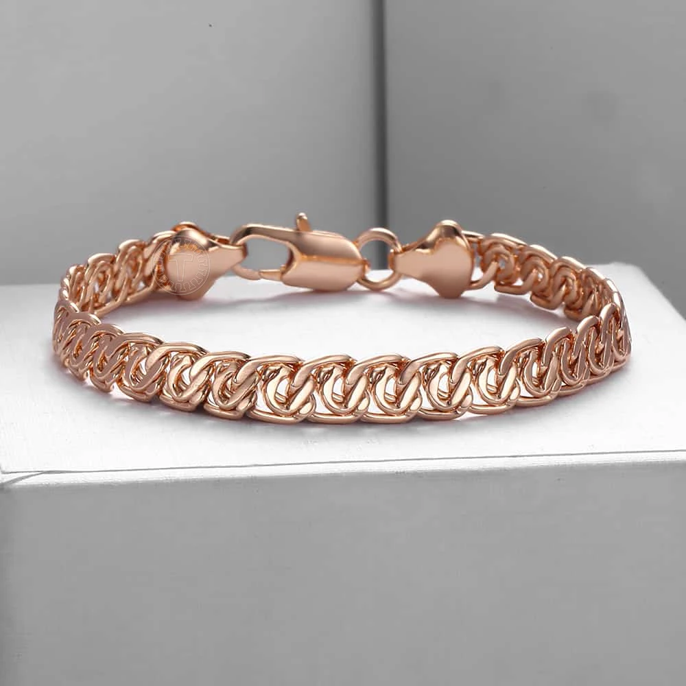 Женский браслет Trendsmax с покрытием под розовое золото 585 пробы цепочка улиткой