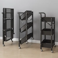 installation free cart rack portable foldable storage three layer storage rack for kitchen and bathroom storage organizer 2021