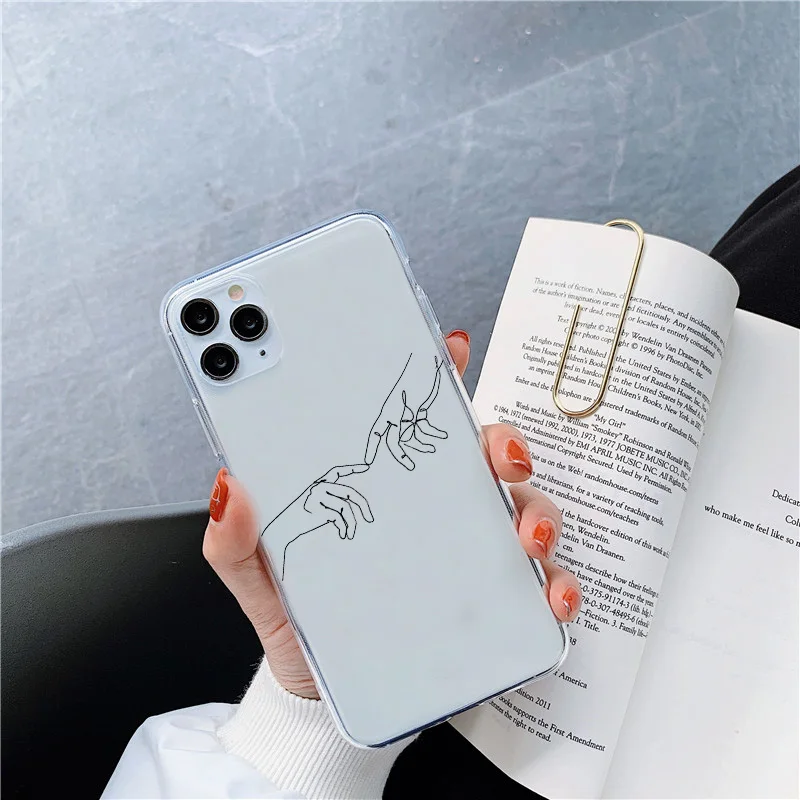 Abstract Line Human Face Flower Silicone Phone Case For iphone 12 Mini 13 14 11 12 ProMax XR 8 7 6 Plus X XSMAX Clear Soft Cover