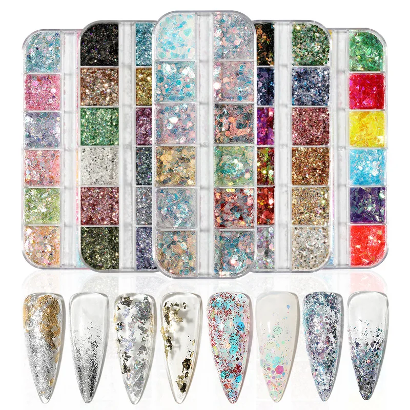 

Holographic Nails Glossy Scaly Butterfly Diy Powder Pink And Silver Acrylic Nails 3d Laser Holographic Diamond Glitter