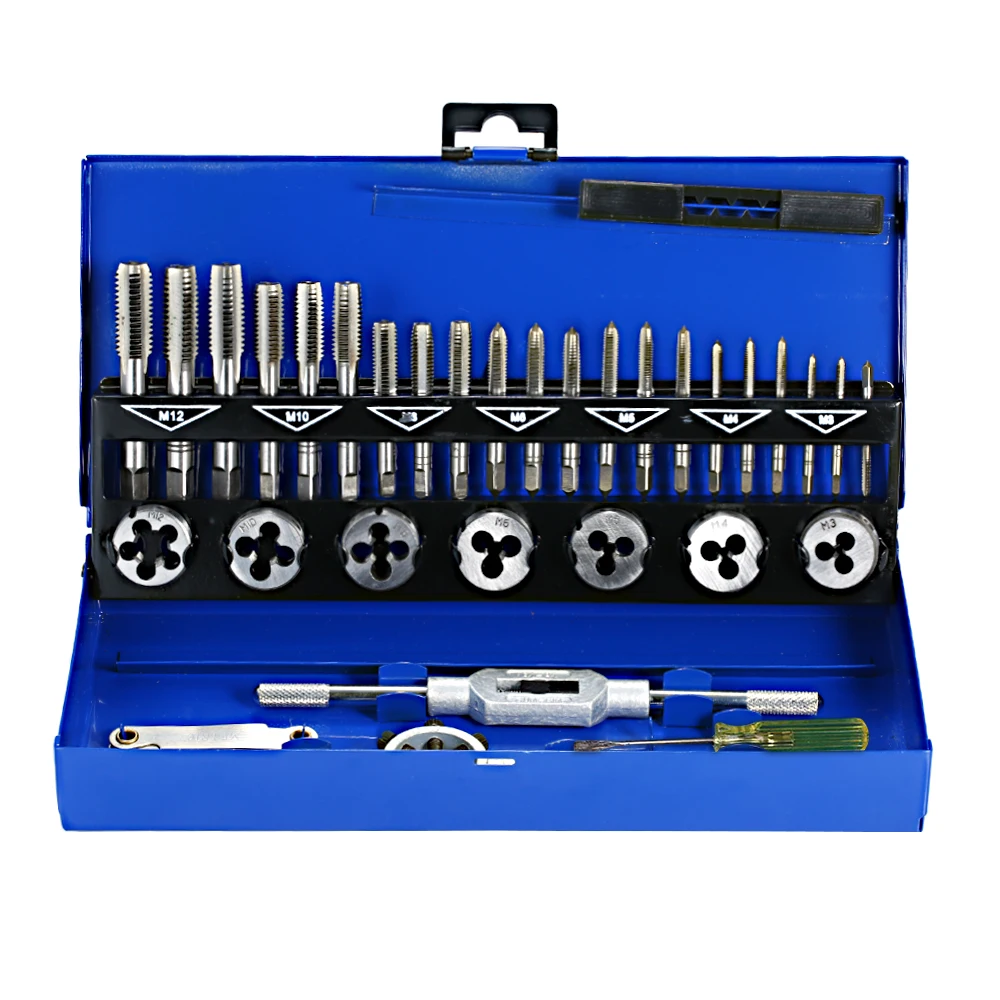 

32PCS HSS Tap and Die Set Metric Wrench Cut M 3-M12 Hand Threading Tool Tungsten Carbide Tap Screw Thread Making Tool Bit Set