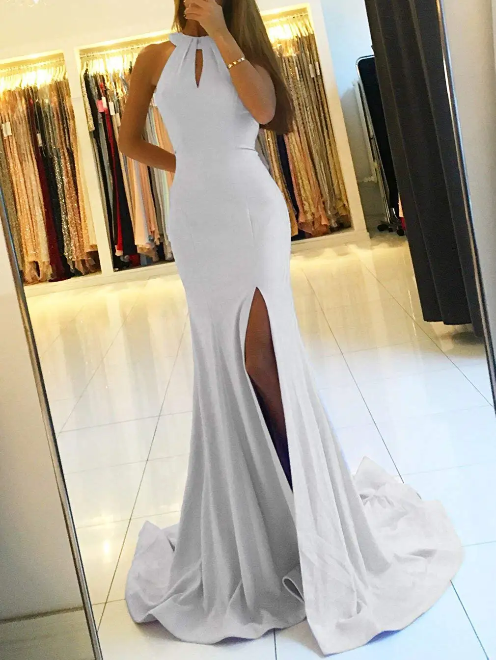 

платье Sexy Mermaid Prom Dress Long Side Split Halter Evening Gowns платья для выпускного vestidos de cóctel فساتين ا