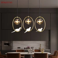 postmodern design grey glass bird led chandeliers for kitchen dining room bedside luxury home deco loft hanging lamp fixtures