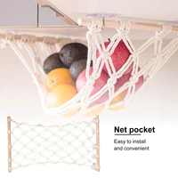 boho style under cabinet cotton rope fruit hammock hand woven fruit hanging basket kitchen food container holder net bag