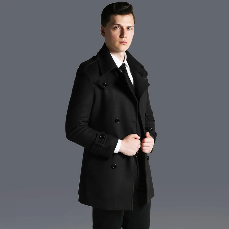 

Chaojue medium long woolen overcoat for men's autumn and winter 2018 new British woolen Jacket Large Size 1117
