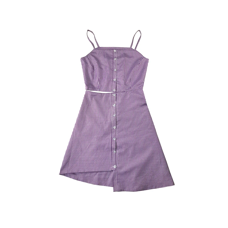 

Spring Summer Sling Skirt New High Waist A-Line Thin Section French Stitching Short-Sleeve One Shoulder Dress Women Y355