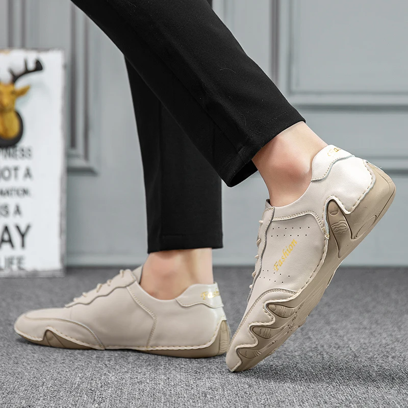 Кроссовки мужские из натуральной кожи повседневная модельная удобная обувь на