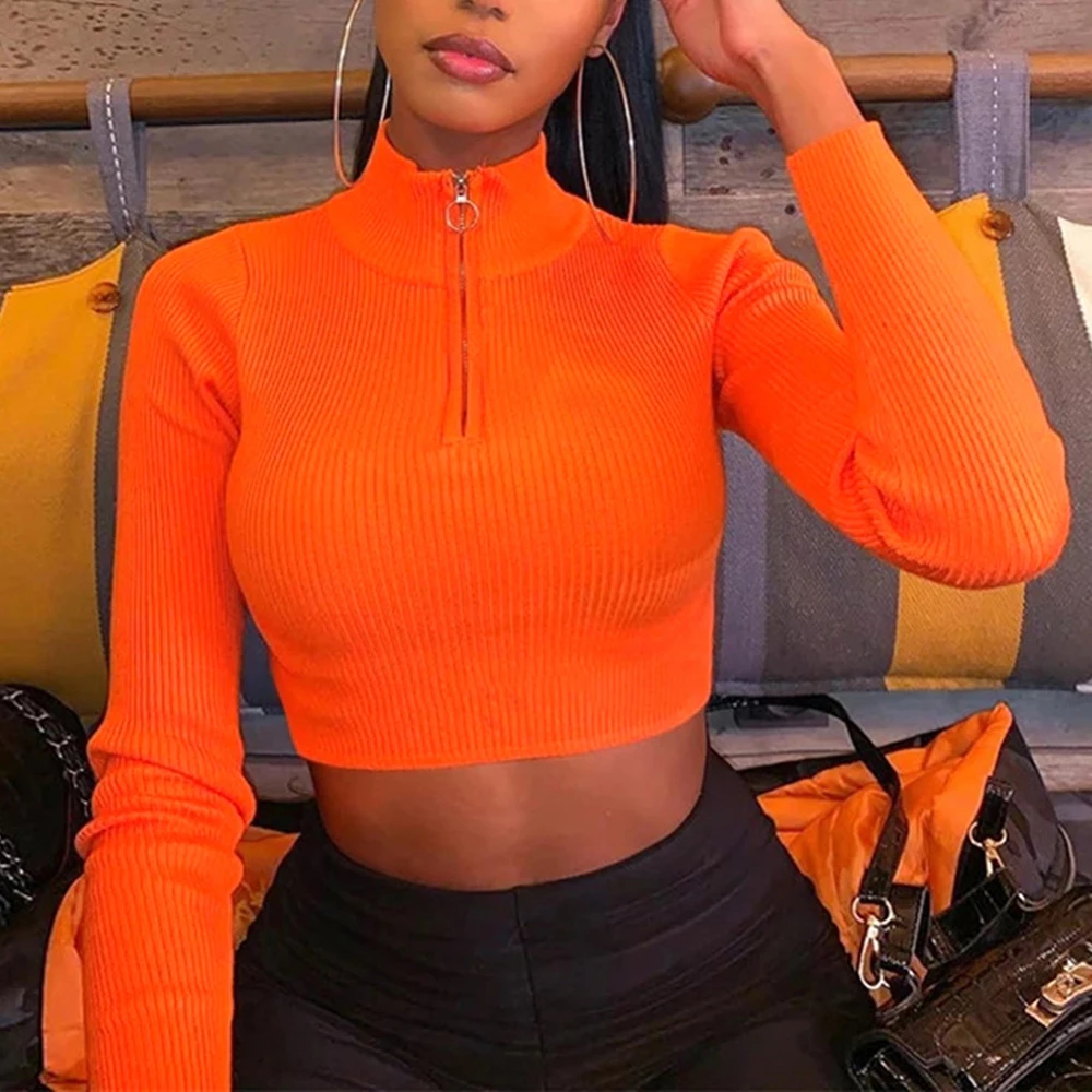 Женский укороченный топ в стиле Харадзюку зеленая Базовая футболка с длинными