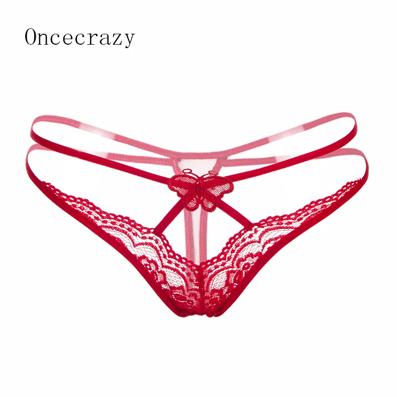 

Sexy thong women transparent small butterfly temptation lace embroidery lace low waist ladies underwear fun breathable Thong