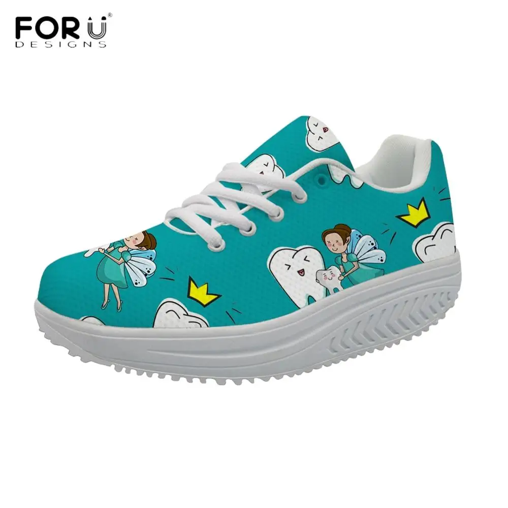 FORUDESIGNS симпатичная женская обувь с рисунком зубов/дантистов увеличивающая рост